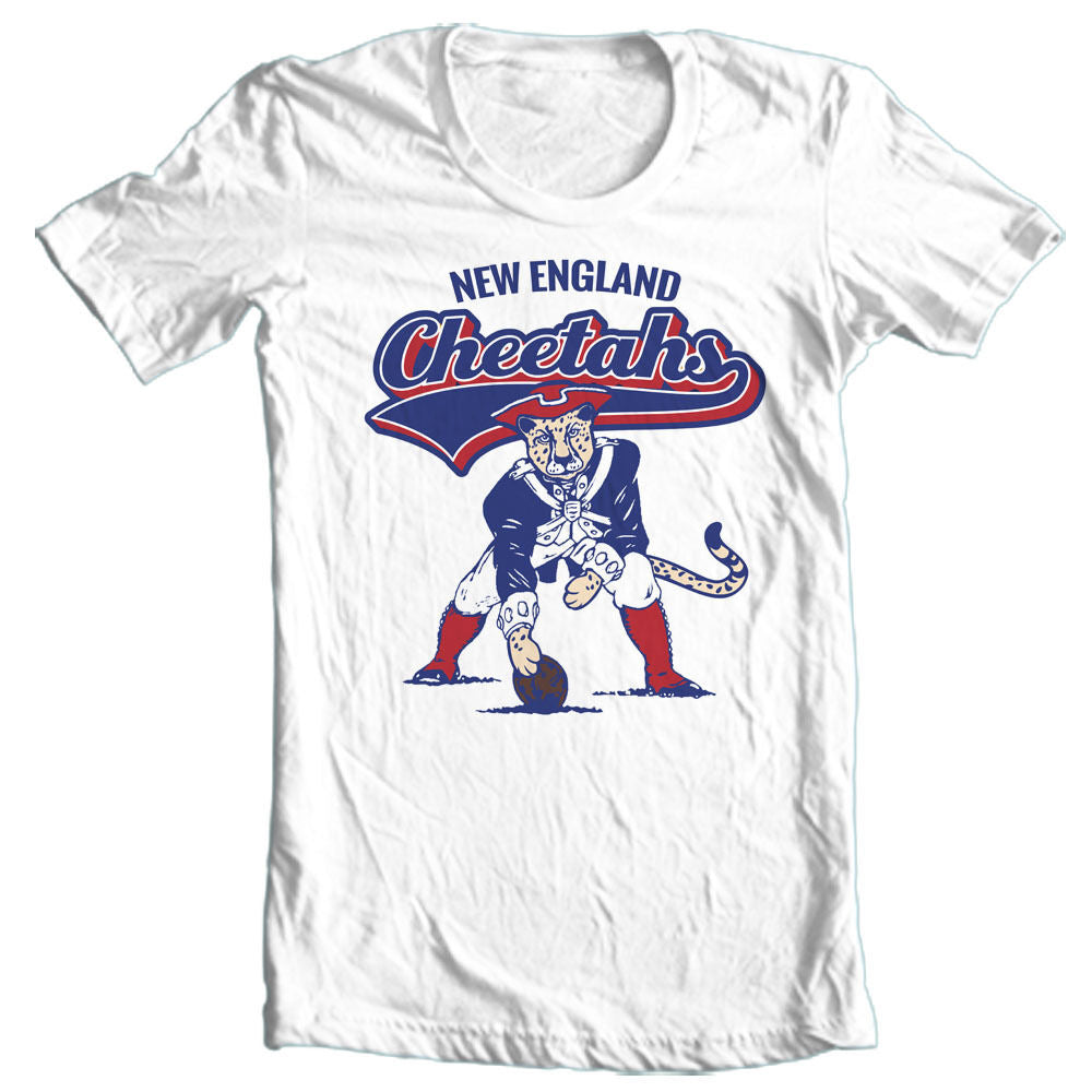Gildan New England Cheetahs Football T-Shirt Funny Sports Tees Sizes Small - 5XL L / Whites