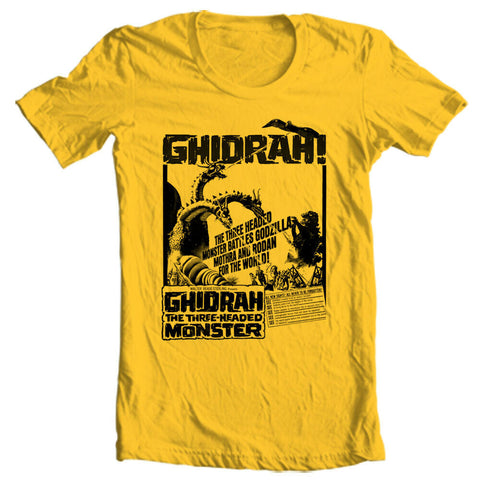 Ghidrah three-headed monster t-shirt Godzilla Monster King Ghidorah gold retro