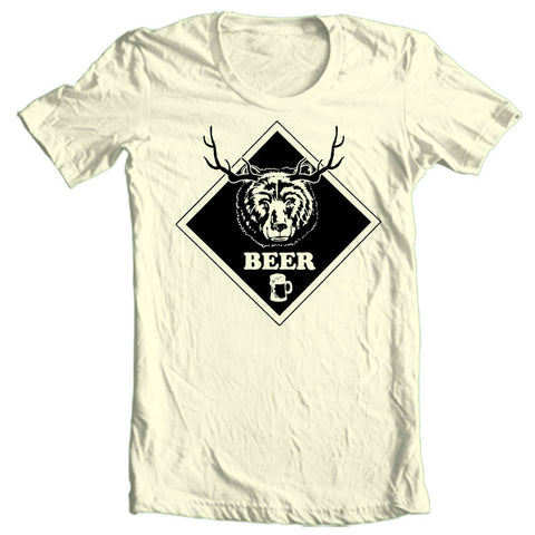 BEER T-shirt Bear Deer funny hunting novelty 100% cotton graphic tee