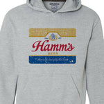 Hamms Beer Hoodie retro vintage style distressed print grey graphic tee shirt