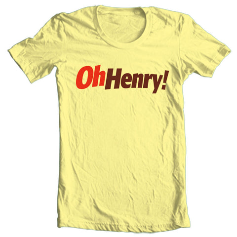 Oh Henry T-shirt Free Shipping retro vintage logo candy 100% cotton yellow tee