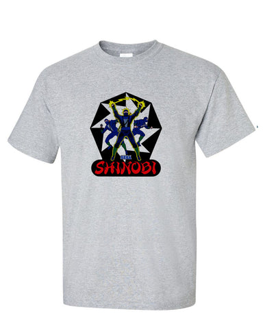 Shinobi T-shirt retro arcade video games vintage style distressed heather grey