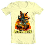 Destroy All Monsters T-Shirt Godzilla Classic Fit Crew Neck Cotton Yellow Tee