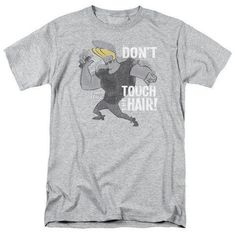Johnny Bravo Don't Touch The Hair! T-shirt adult fit gray graphic tee CN493