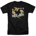 Johnny Bravo 123 Hee-Ah! T-shirt mens regular fit black cotton graphic tee CN497