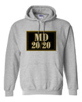 MD 20 20 wine Hoodie retro style distressed print grey graphic sweatshirt