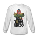 Judge Dredd Long Sleeve T-shirt cool superhero comic 100% white cotton tee JD102