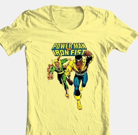 Power Man Iron Fist T-shirt retro comic superhero Luke Cage vintage cotton tee