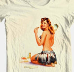 Pin Up Girl Mirror T-shirt Centerfold vintage retro 100% cotton graphic tee