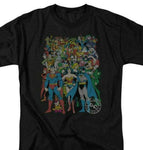 Justice League T-shirt DC comic book super friends hero cartoon black tee DCO373