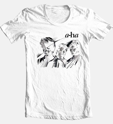 A-Ha t-shirt 80's design adult regular fit cotton white graphic tee