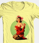 Retro Pin Up Girl Red Dress T-shirt vintage 100% cotton graphic rockabilly tee