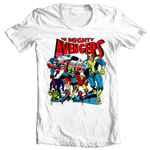The Mighty Avengers t-shirt retro comic book Hawkeye Wasp Giant-Man Marvel Comics for sale