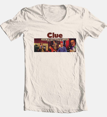 Clue T-shirt retro board game 1980s vintage toy 100% graphic cotton tee