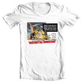 Destroy All Monsters T-shirt Godzilla classic fit crew neck cotton white tee