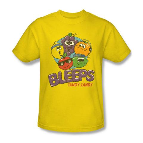 Bleeps Sour Fruit Candy T-shirt men's yellow  100% cotton graphic tee DBL101