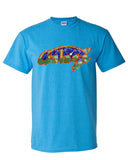 Galaga T-shirt Fee Shipping arcade vintage style distressed heather blue tee