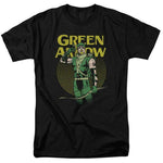 Green Arrow T-shirt retro 80s DC comic book cartoon superhero black tee DCO800