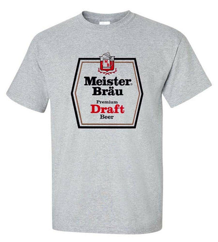Meister Brau T-shirt classic 1970s beer gray cotton blend retro graphic tee