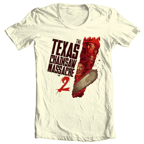 Texas Chainsaw Massacre Part 2 T-shirt retro 1980's classic horror movie  Leather face