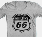 Phillips 66 T-shirt distressed vintage style heather grey tee Free Shipping