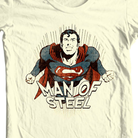 Man of Steel Superman T-shirt Classic Golden Age DC comics graphic tee SM1932