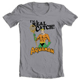 Aquaman T-shirt DC Comics retro design men's gray cotton tee DCO582