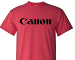 Canon T-shirt Heather Red retro camera brands 80s cotton blend graphic tee