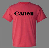 Canon T-shirt Heather Red retro camera brands 80s cotton blend graphic tee