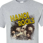 Hanoi Rocks T Shirt retro 1980s heavy metal vintage glam rock gray graphic tee