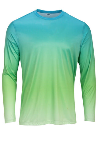 Sun Protection Long Sleeve Dri Fit  Aqua Blue Lime  base layer sun shirt UPF 50+