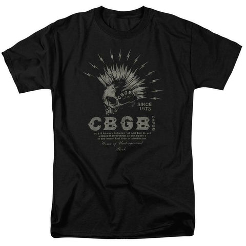 CBGB Mohawk Skull T-shirt Retro 70s adult regular fit graphic tee CBGB109
