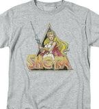 She-Ra Princess of Power Retro 80s Cartoon series gray graphic t-shirt He-Man throwback design tshirt