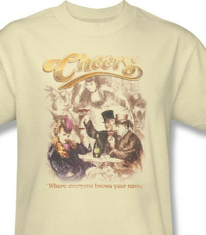 Cheers T-shirt Fee Shipping 1980's retro distressed cotton beige tee cbs1228