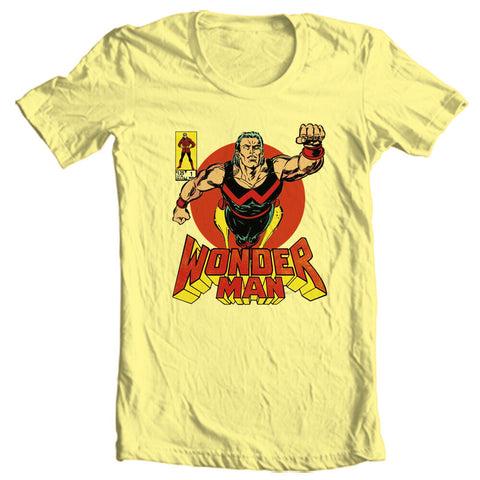Wonder Man T-shirt retro Marvel Comics design adult fit yellow graphic tee