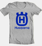 Husqvarna T-shirt Free Shipping cotton blend graphic printed heather grey tee