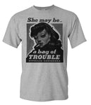 Pin Up Girl T-shirt Bag Trouble retro 50s art vintage style 100% cotton tee
