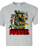 The Defenders T-shirt retro vintage Marvel comics cotton graphic tee Iron Man  Jack of Hearts The Falcon 1972
