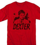 Dexter t-shirt blood splatter television horror show cotton graphic tee SHO334 red