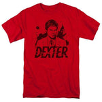 Dexter t-shirt blood splatter television horror show cotton graphic tee SHO334 red