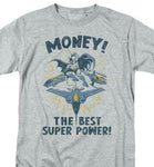Batman Money T-shirt SuperFriends retro 80s cartoon DC grey graphic tee DCO638