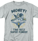 Batman Money T-shirt SuperFriends retro 80s cartoon DC grey graphic tee DCO638