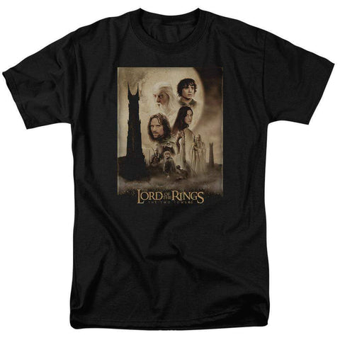 Lord of the Rings T-shirt Two Towers crew neck cotton black graphic tee LOR2000