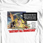 Destroy All Monsters T-shirt Godzilla classic fit crew neck cotton white tee