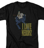 Superman T-shirt I Love Nerds DC comics Clark Kent retro