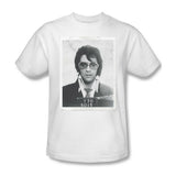 Elvis Presley T-shirt Mug Shot Arrest Photo 1970s retro white cotton tee Elv778