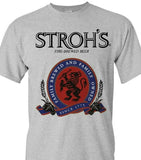 Strohs Beer T-shirt retro style cotton blend graphic grey tee