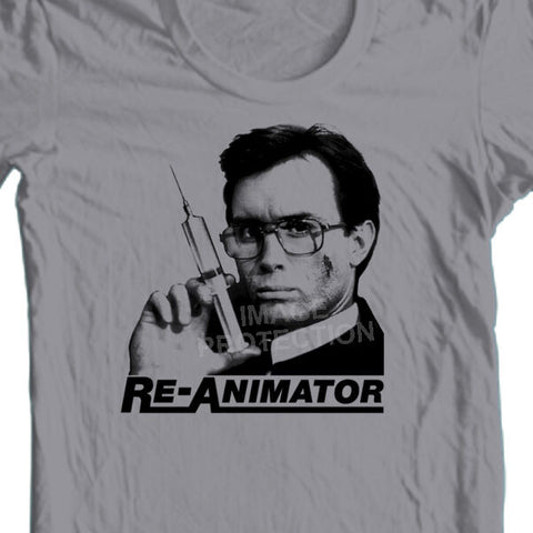 Re-Animator T-shirt Herbert West retro horror film 80s 100 % cotton graphic tee