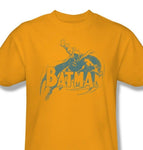 Batman T-shirt distressed retro superhero DC comics gold 100% cotton tee BM1959