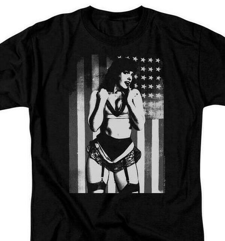 Bettie Page T-shirt American Flag retro Pin Up Girl cotton graphic tee PAG690